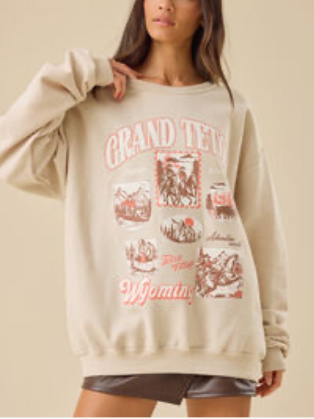 Altar’d State Grand Teton Graphic Sweatshirt Cream Sand S/M